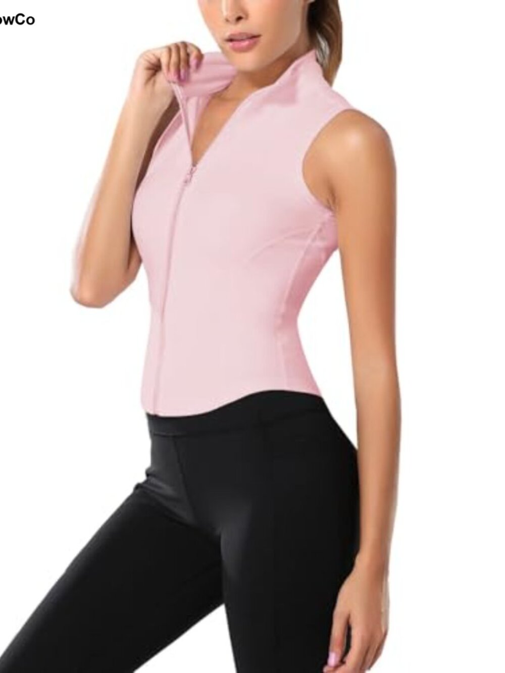 Flygo Sleeveless Full Zip Active Yoga Workout Vest Tank Top